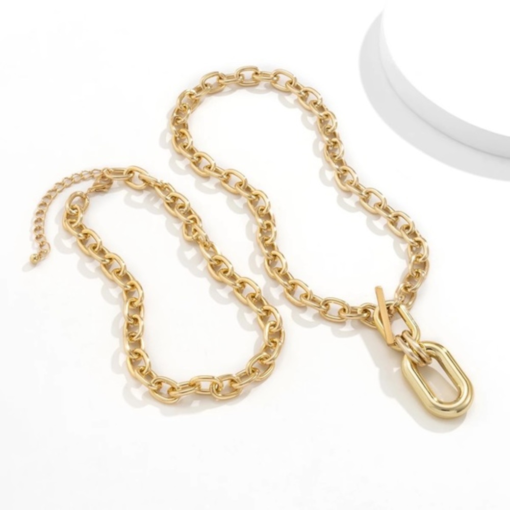 Zara Set Gold Double Interlock Oval Circle Link Chain Necklace NEW - Picture 11 of 16